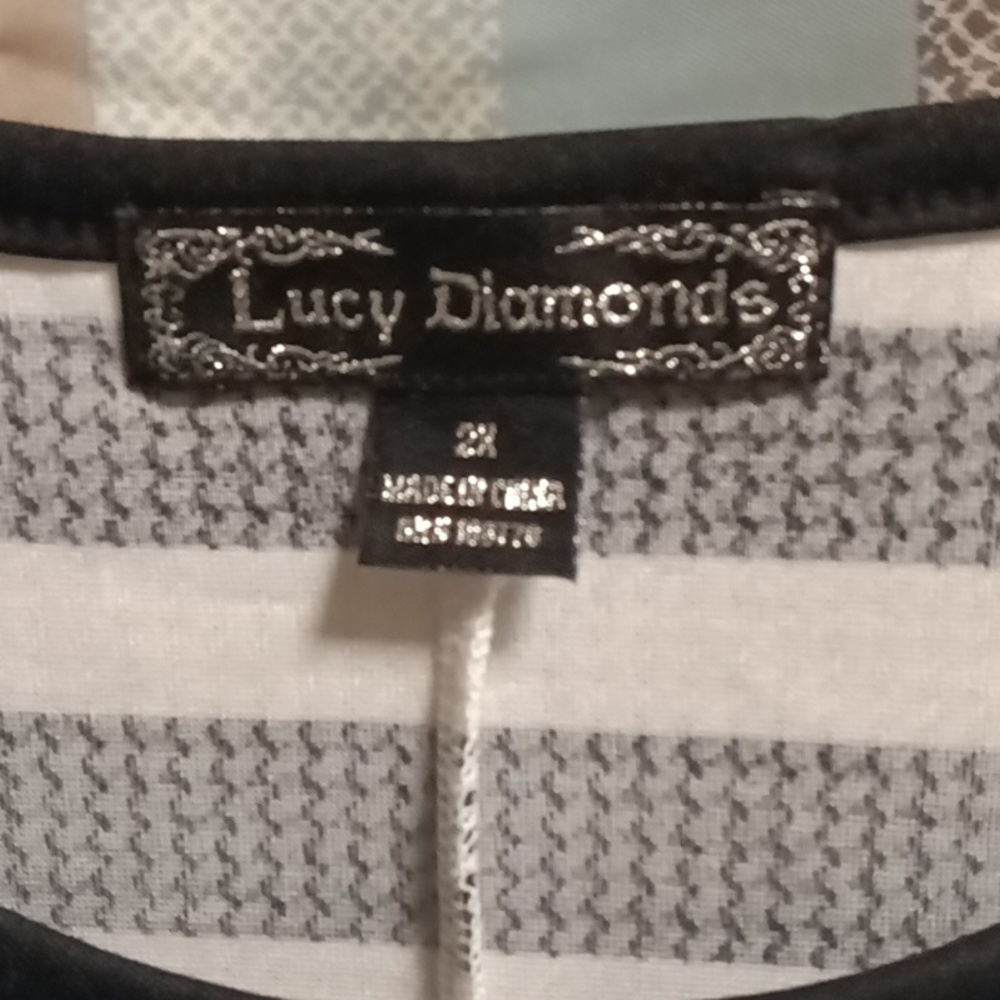 NWOT Lucy Diamonds black/white striped maxi dress w 18" silver zippers Size 2X